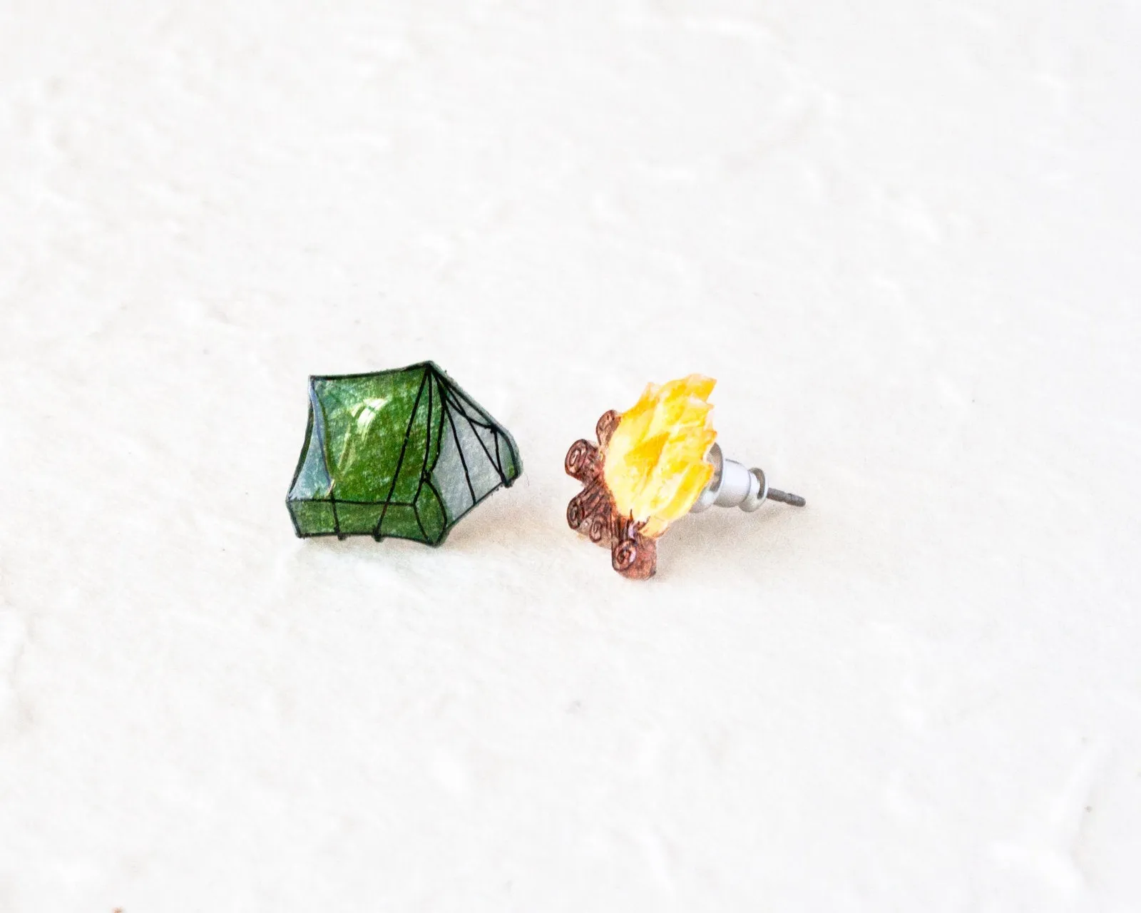 Tent and Campfire Camping Stud Earring Set
