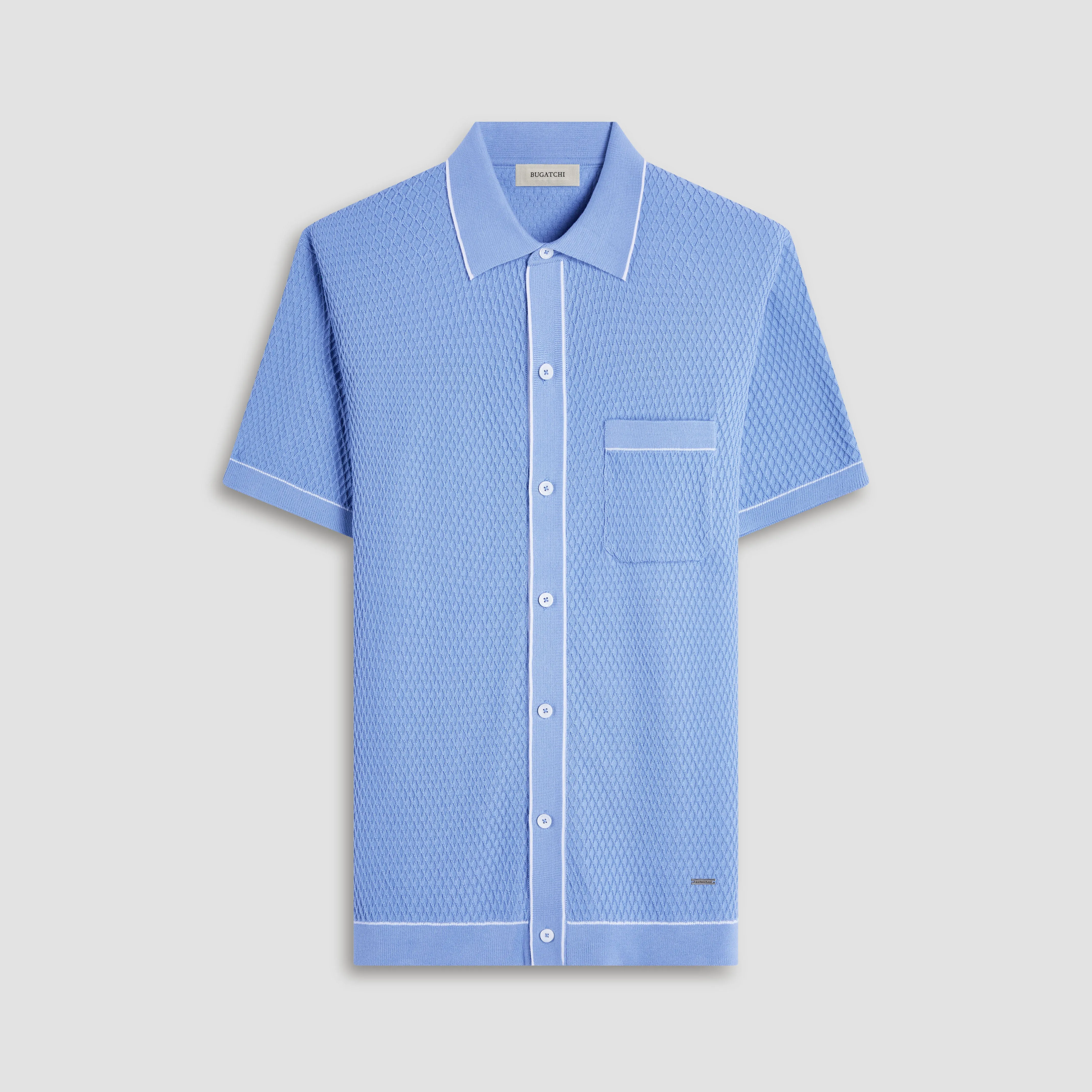 Textured Geometric Short-Sleeve Knit Shirt