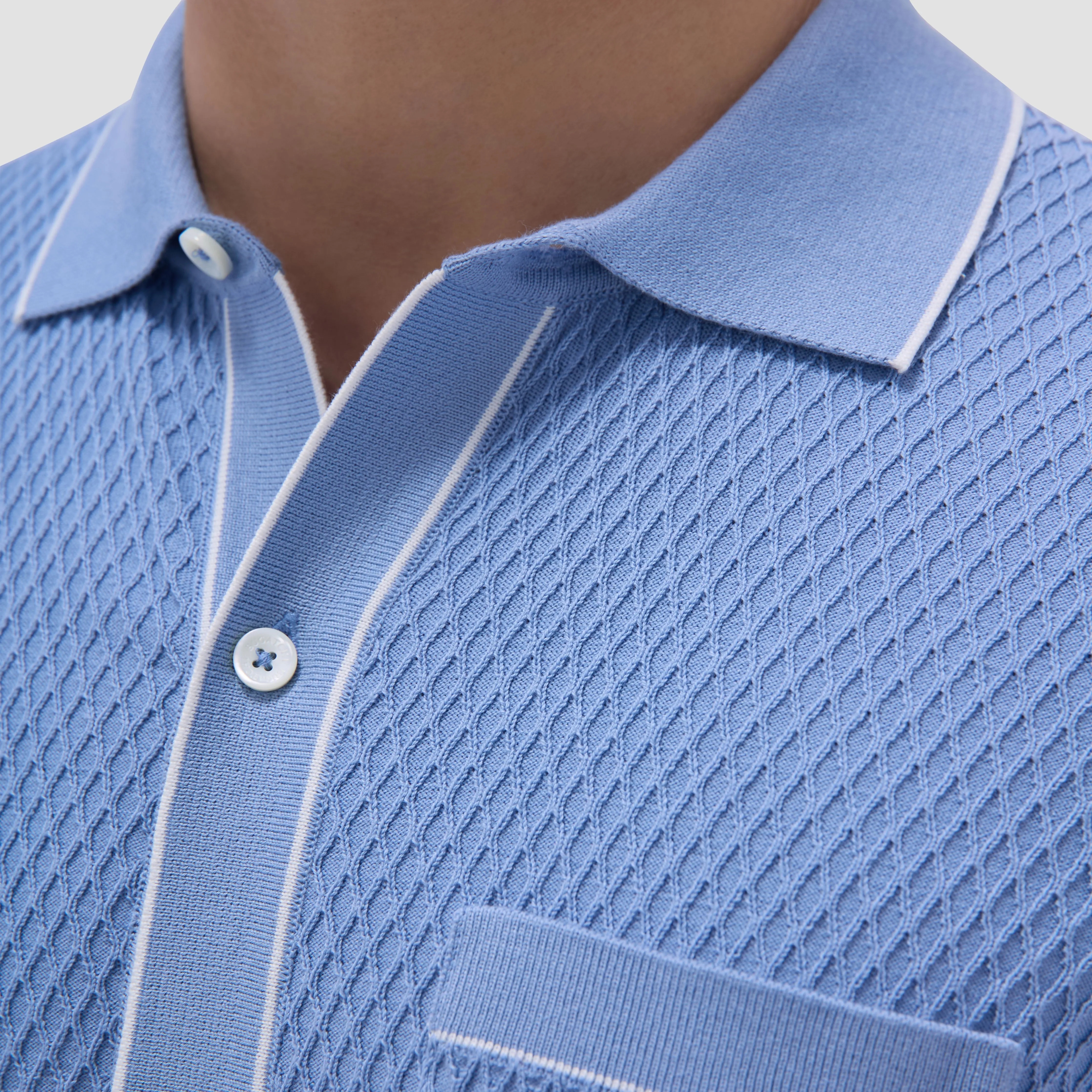 Textured Geometric Short-Sleeve Knit Shirt