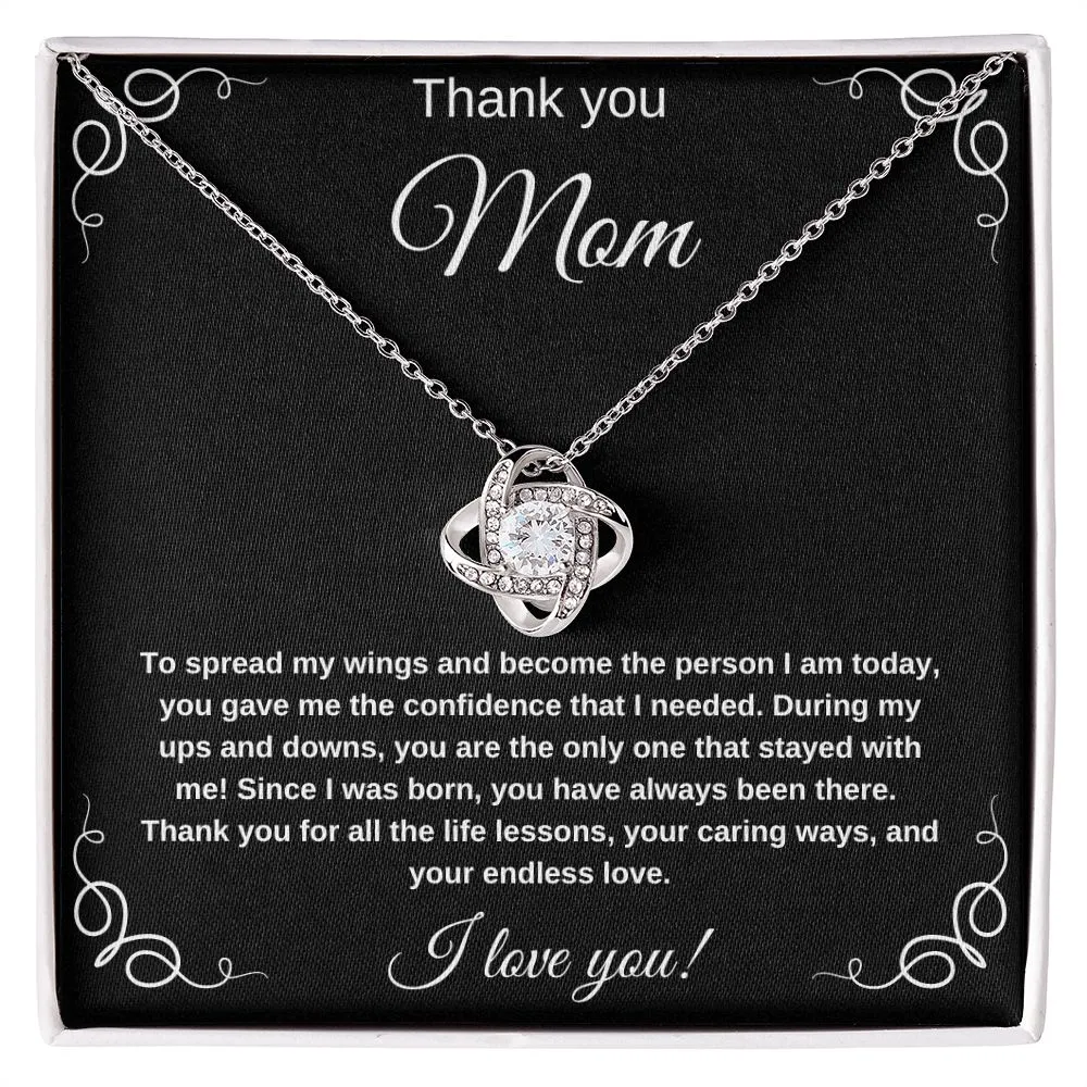 Thank You Mom For Helping Me Spread My Wings Eternity Necklace