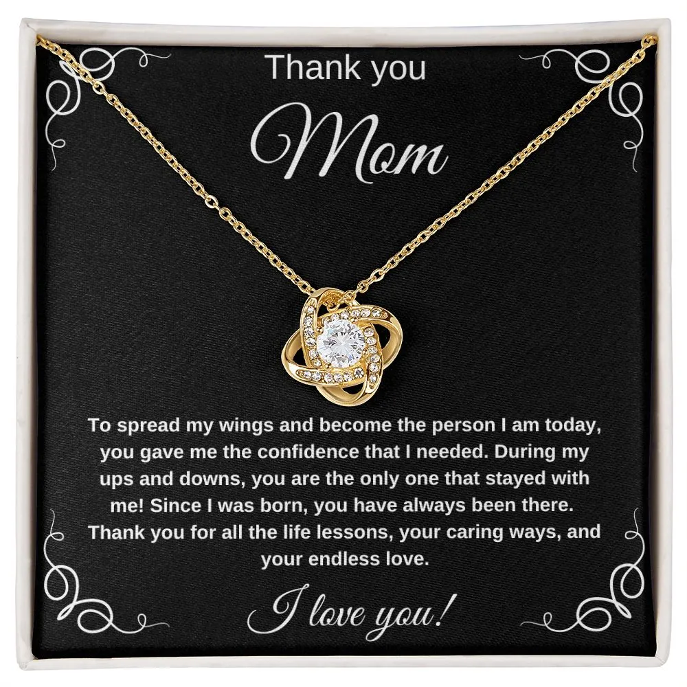 Thank You Mom For Helping Me Spread My Wings Eternity Necklace