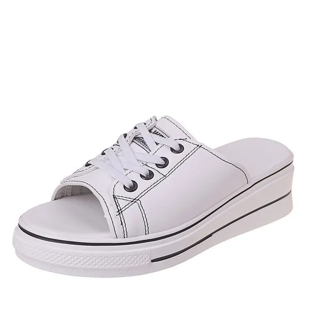 Thick bottom white shoes casual increase lazy word drag