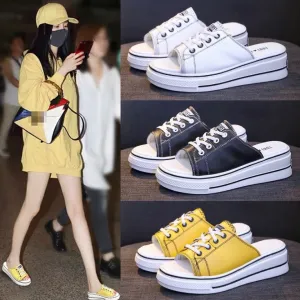 Thick bottom white shoes casual increase lazy word drag