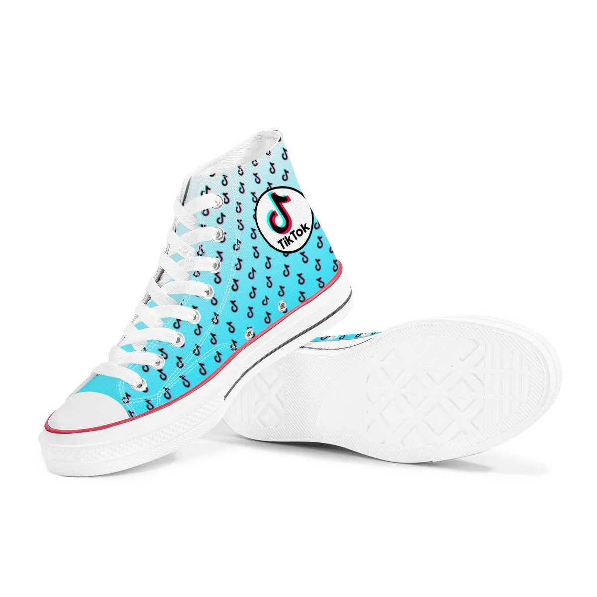 TikTok High Top Canvas Shoes - Blue TikTok sneakers