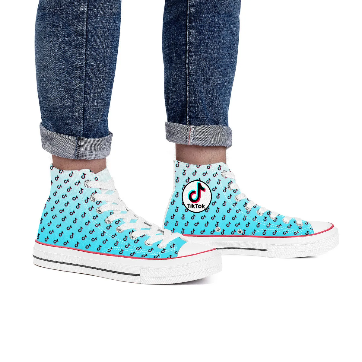 TikTok High Top Canvas Shoes - Blue TikTok sneakers
