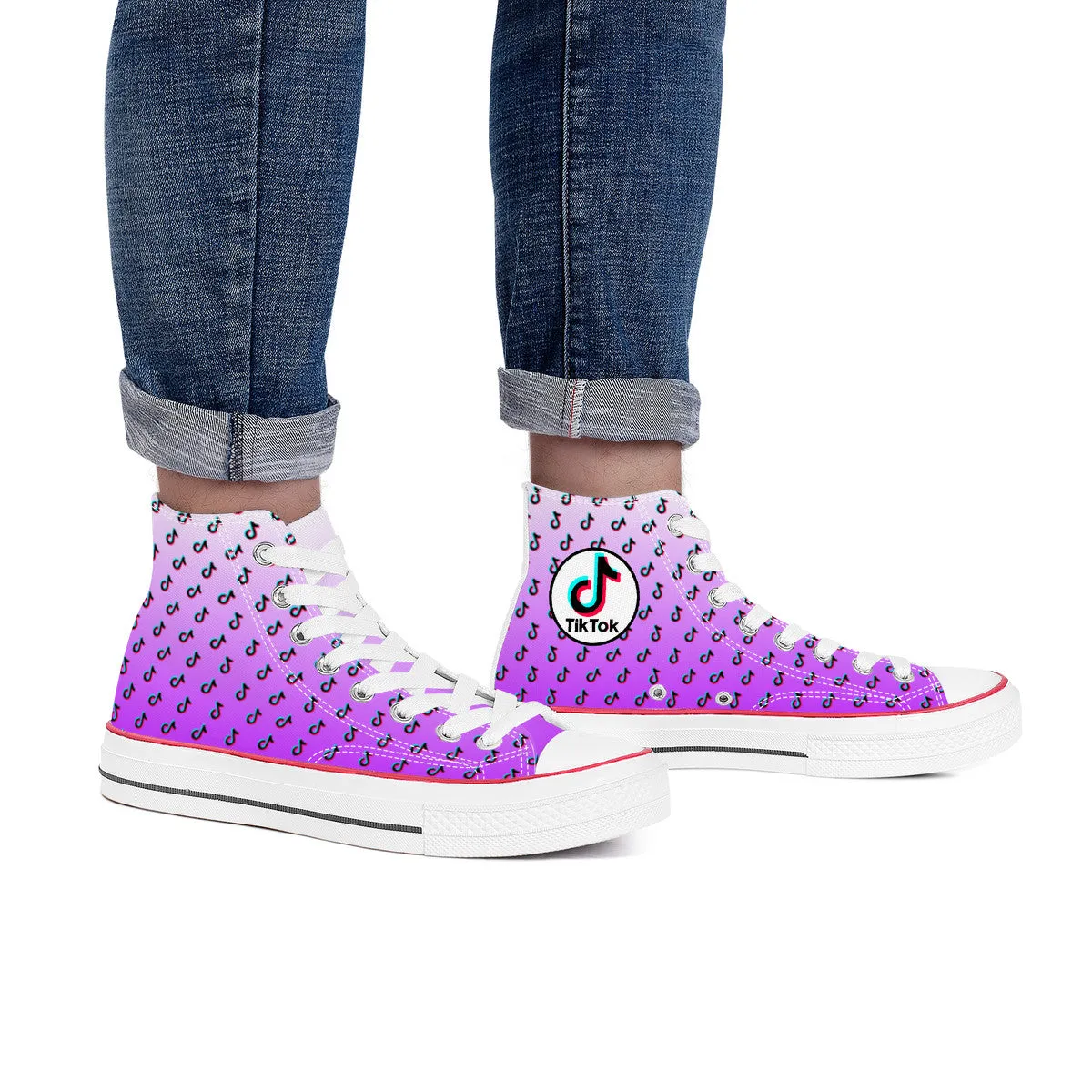 Tiktok High Top Canvas Shoes - Purple TikTok Sneakers