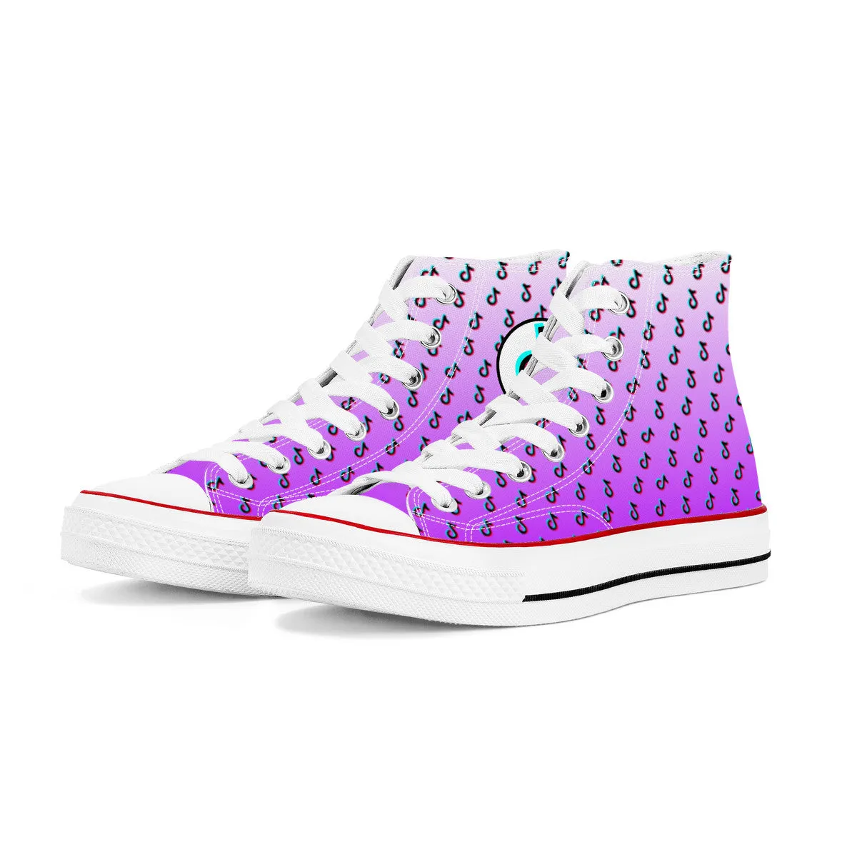 Tiktok High Top Canvas Shoes - Purple TikTok Sneakers