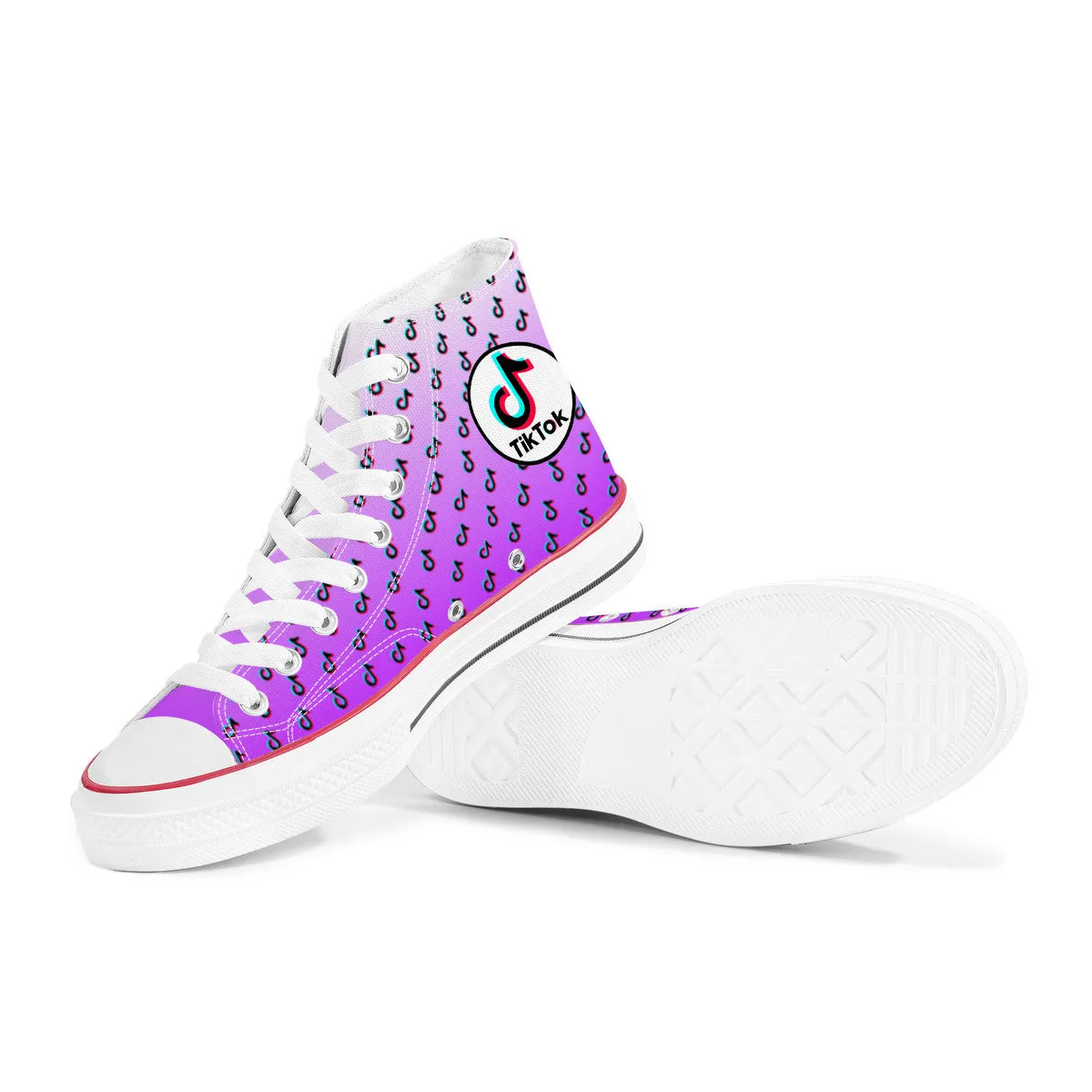 Tiktok High Top Canvas Shoes - Purple TikTok Sneakers
