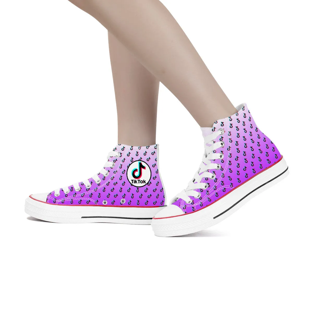 Tiktok High Top Canvas Shoes - Purple TikTok Sneakers