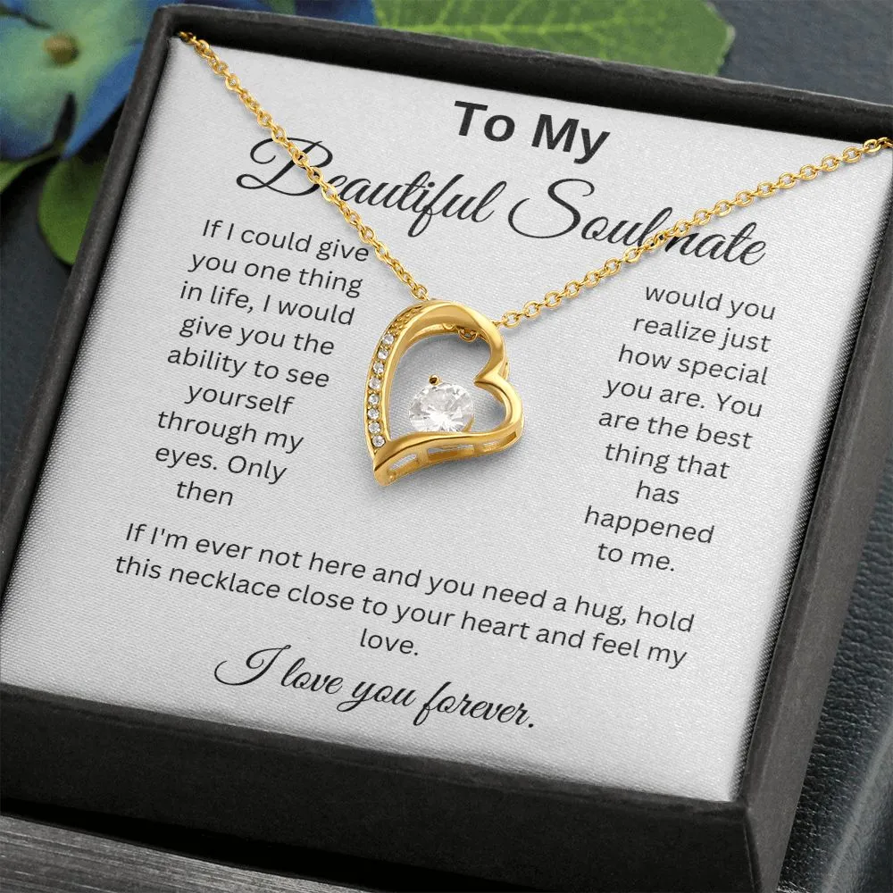 To My Beautiful Soulmate If I could Give You One Thing Heart Necklace