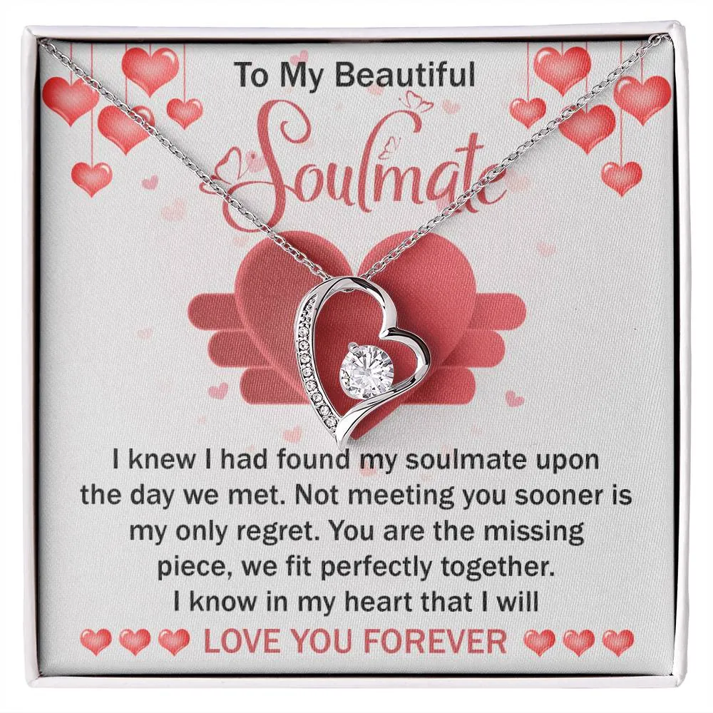 To My Beautiful Soulmate We Fit Perfectly Together - Forever Love Necklace