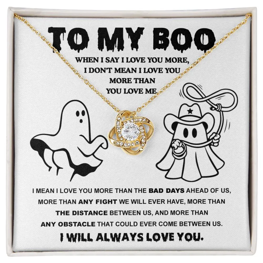 To My Boo My Soulmate Love You More | Love Knot Necklace