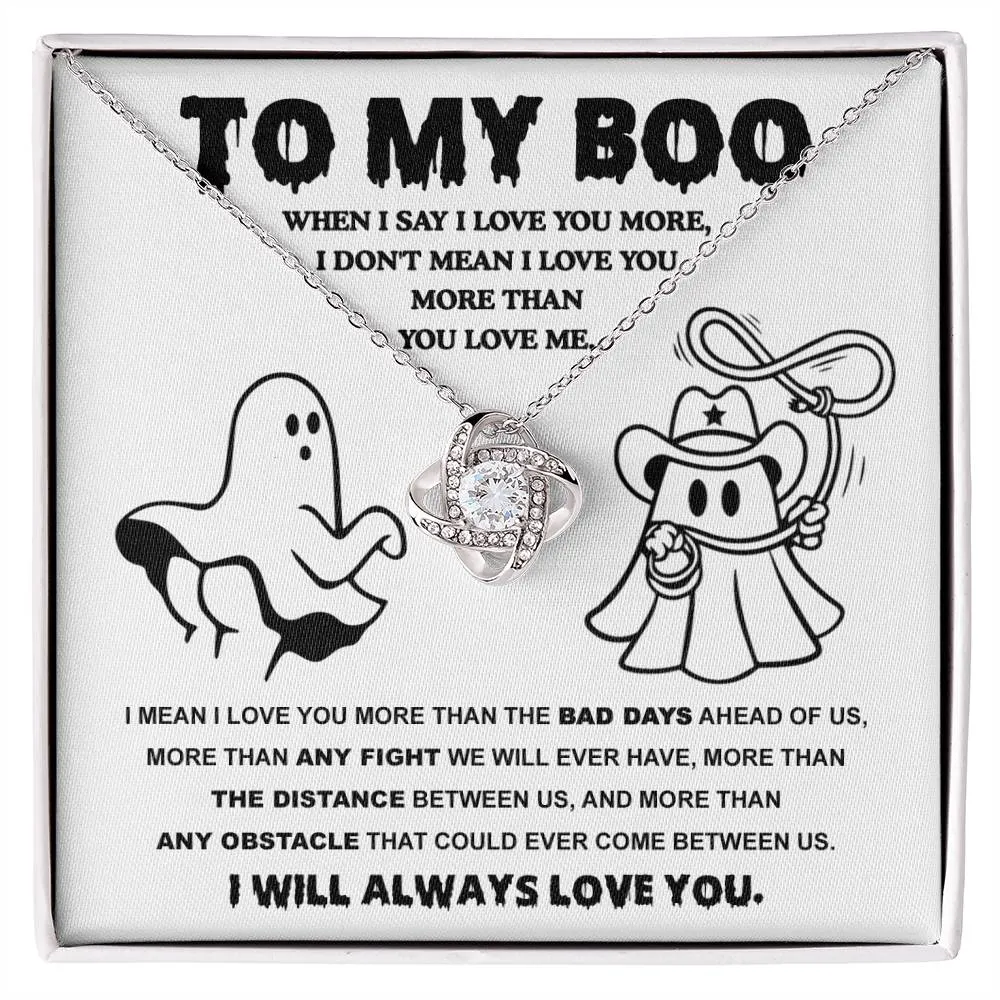 To My Boo My Soulmate Love You More | Love Knot Necklace