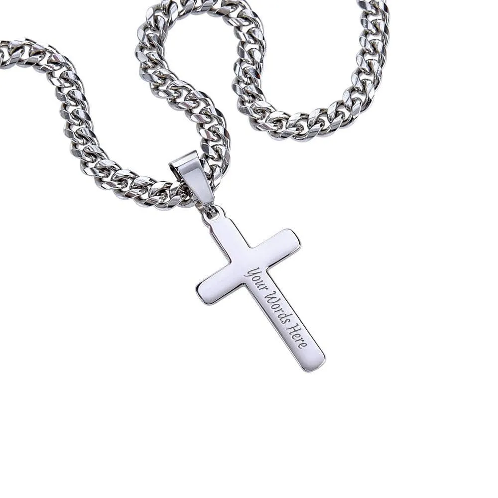 To My Dad l Personalised Cuban Chain with Artisan Cross Necklace