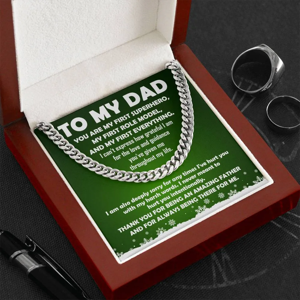 To My Dad My First Superhero Cuban Link Chain Necklace