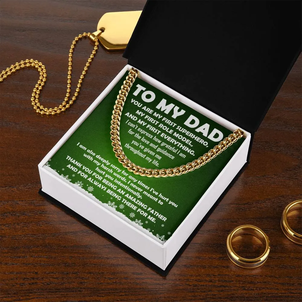To My Dad My First Superhero Cuban Link Chain Necklace