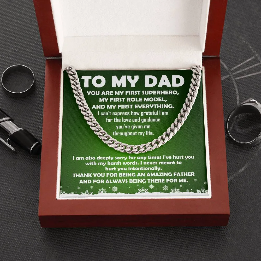 To My Dad My First Superhero Cuban Link Chain Necklace