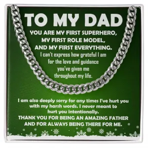 To My Dad My First Superhero Cuban Link Chain Necklace