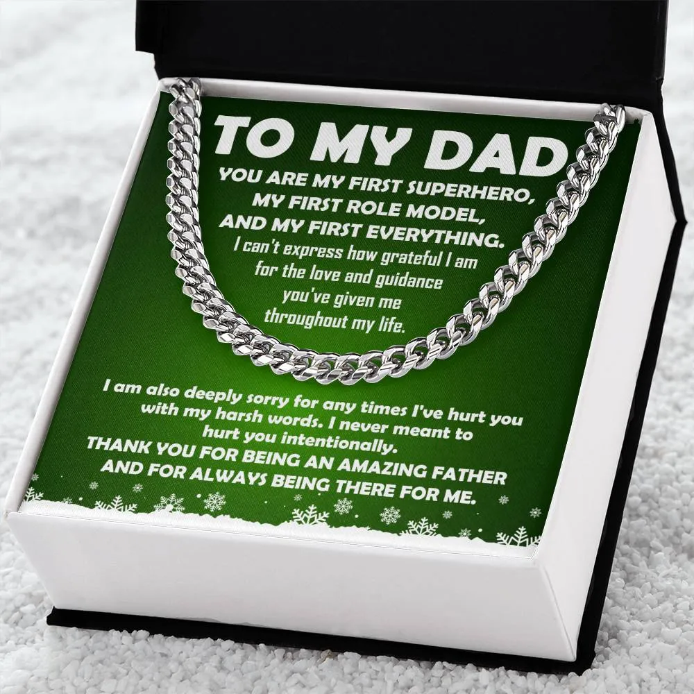 To My Dad My First Superhero Cuban Link Chain Necklace