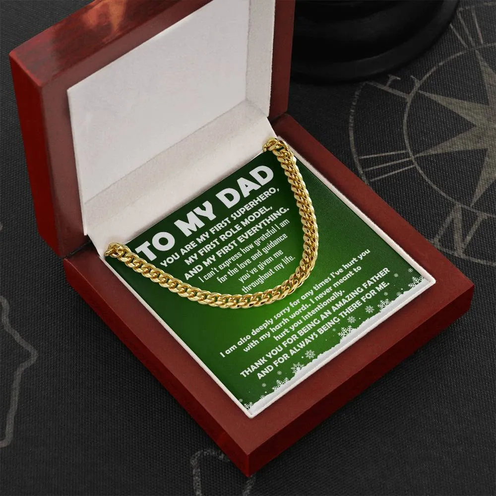 To My Dad My First Superhero Cuban Link Chain Necklace