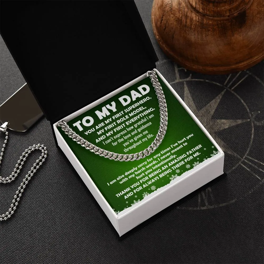 To My Dad My First Superhero Cuban Link Chain Necklace