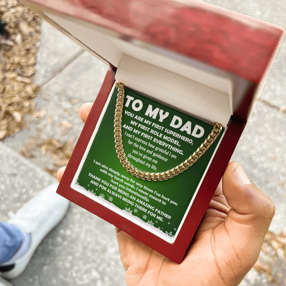 To My Dad My First Superhero Cuban Link Chain Necklace