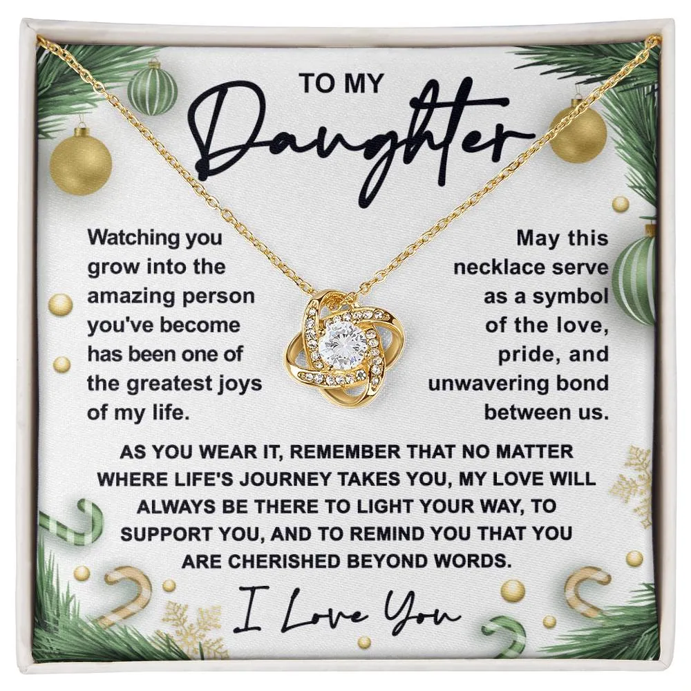 To My Daughter Symbol Of Love Necklace, Love Knot Pendant Gift For Daughter