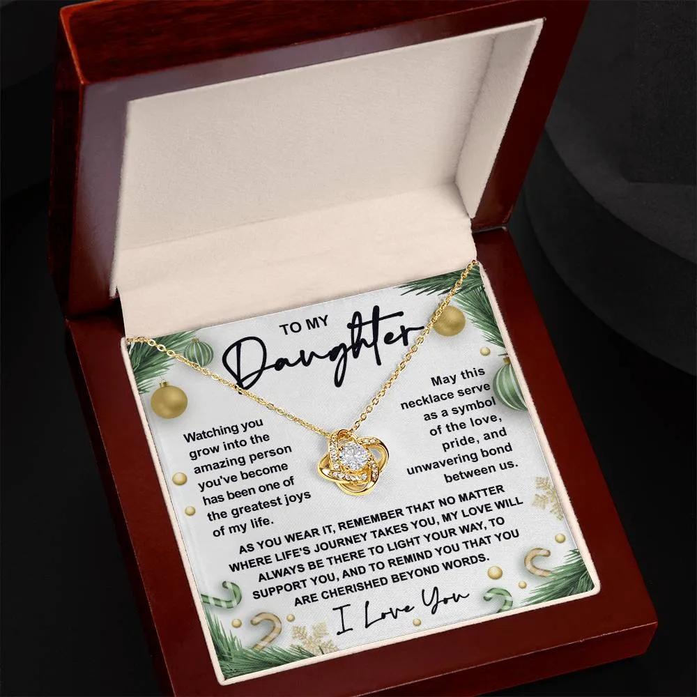 To My Daughter Symbol Of Love Necklace, Love Knot Pendant Gift For Daughter