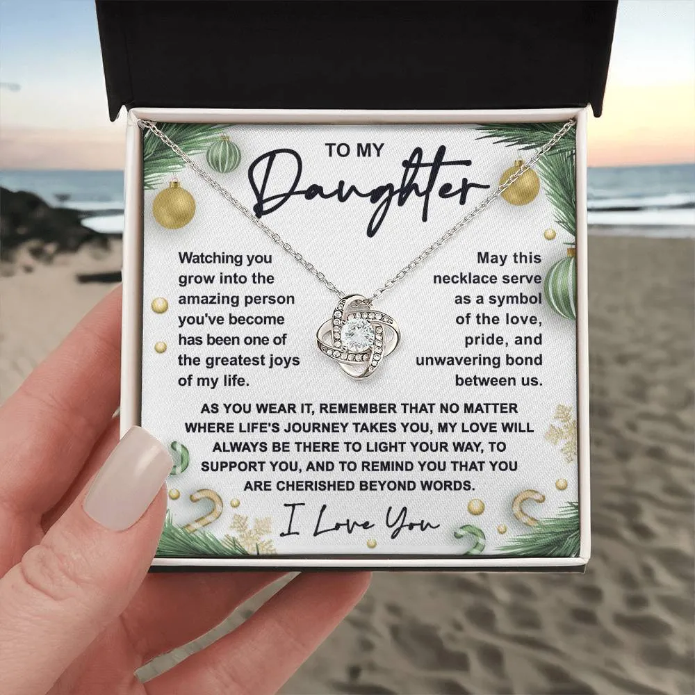To My Daughter Symbol Of Love Necklace, Love Knot Pendant Gift For Daughter