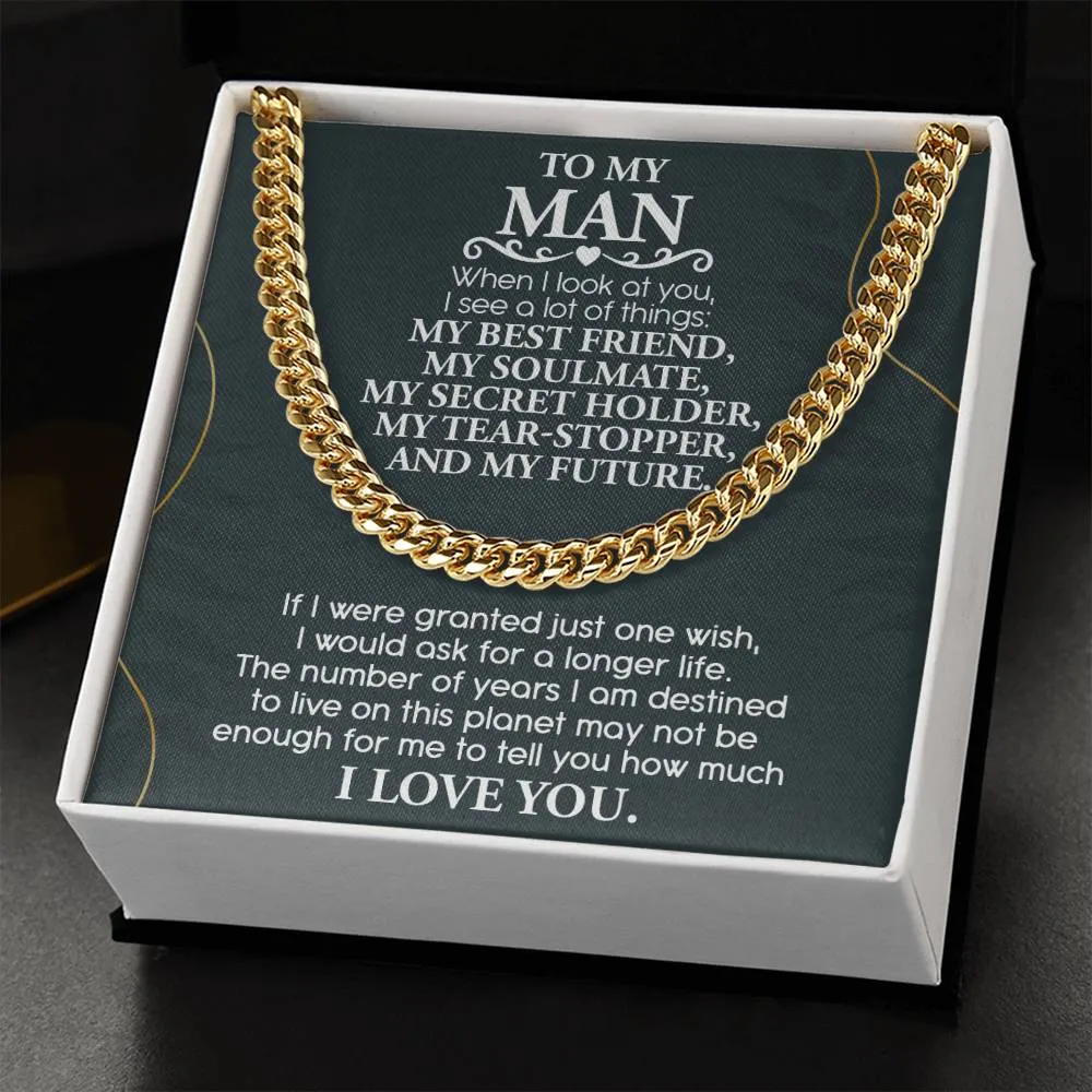 To My Man My Best Friend My Soulmate Cuban Link Chain Necklace