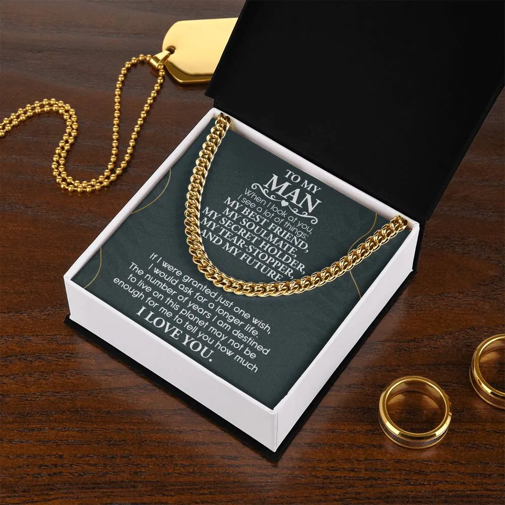 To My Man My Best Friend My Soulmate Cuban Link Chain Necklace
