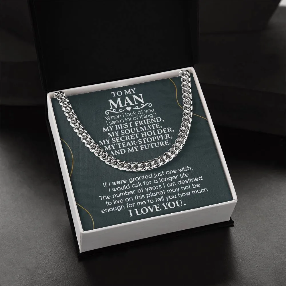 To My Man My Best Friend My Soulmate Cuban Link Chain Necklace