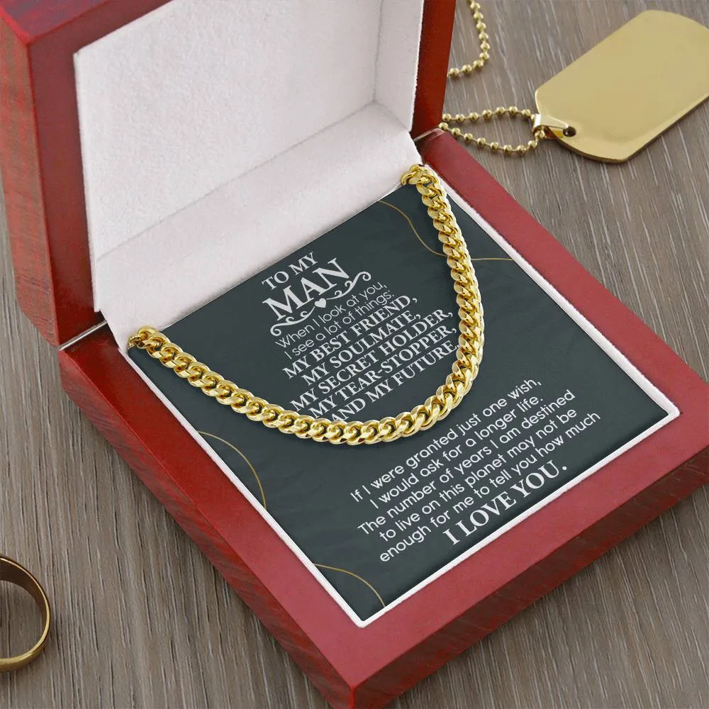 To My Man My Best Friend My Soulmate Cuban Link Chain Necklace