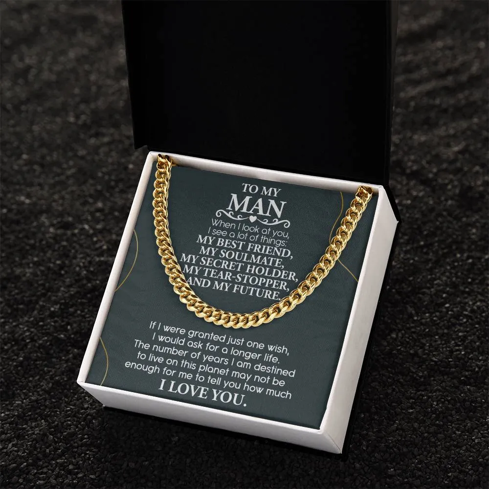 To My Man My Best Friend My Soulmate Cuban Link Chain Necklace