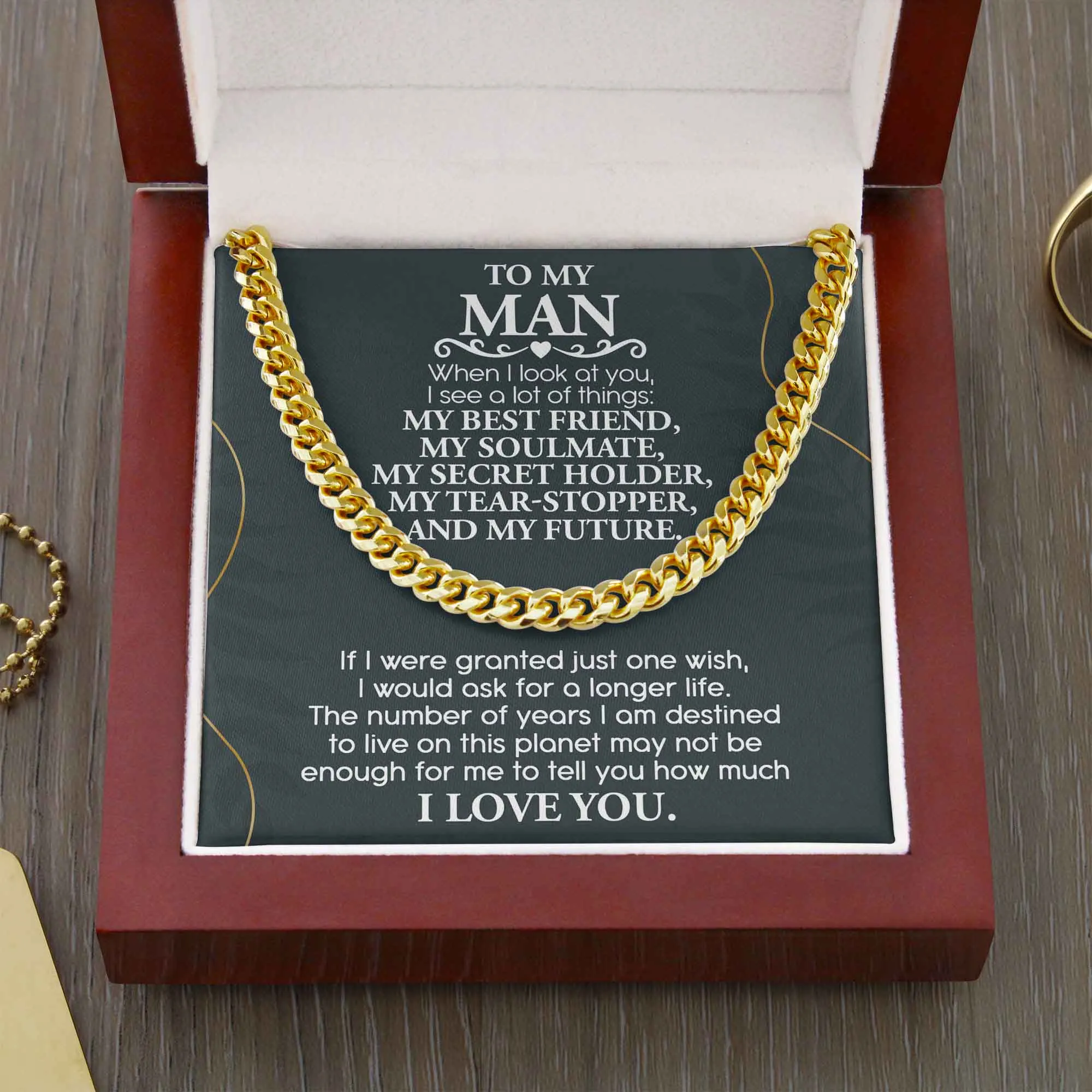 To My Man My Best Friend My Soulmate Cuban Link Chain Necklace