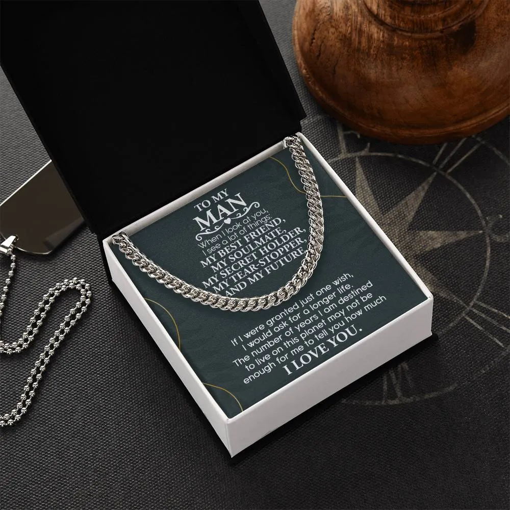 To My Man My Best Friend My Soulmate Cuban Link Chain Necklace