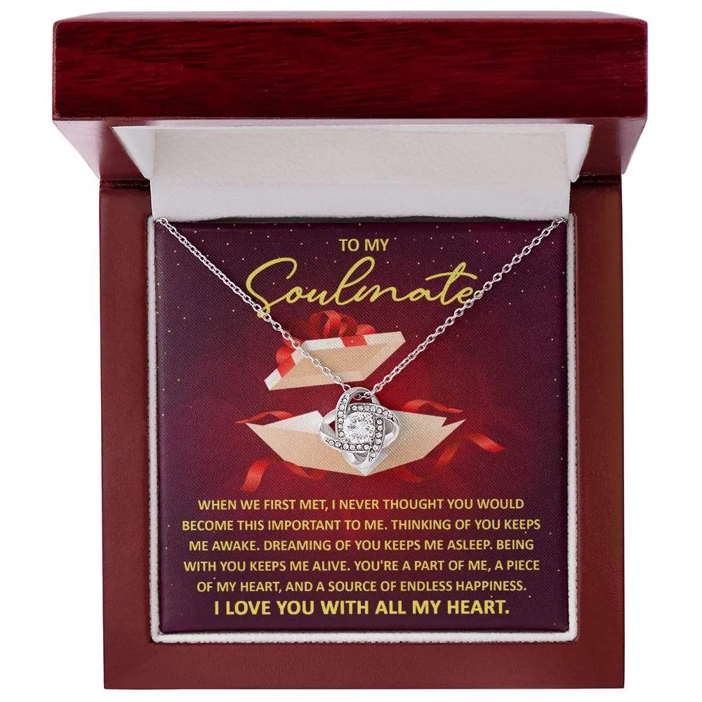 To My Soulmate Love You With All My Heart - Love Knot Necklace