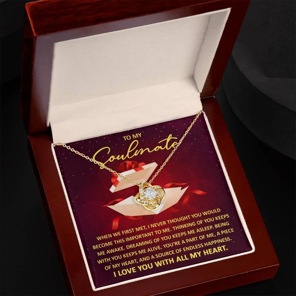 To My Soulmate Love You With All My Heart - Love Knot Necklace