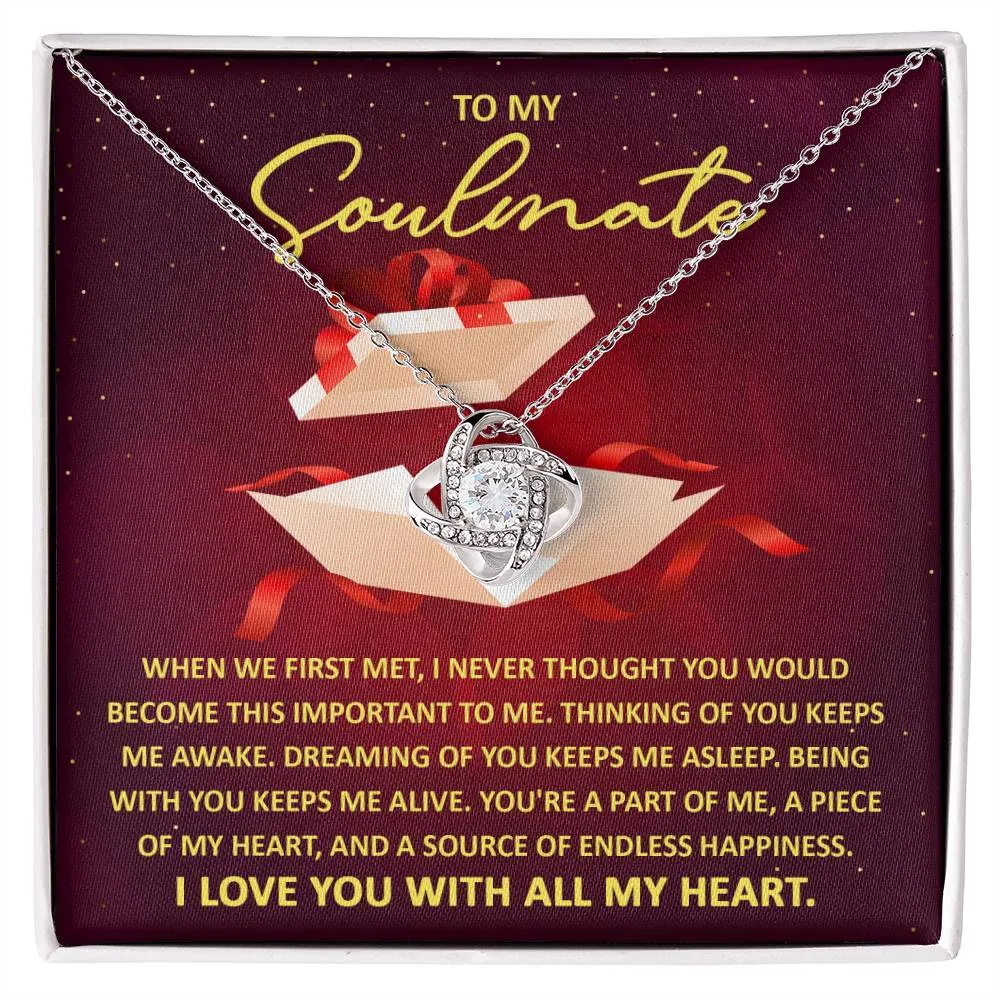 To My Soulmate Love You With All My Heart - Love Knot Necklace