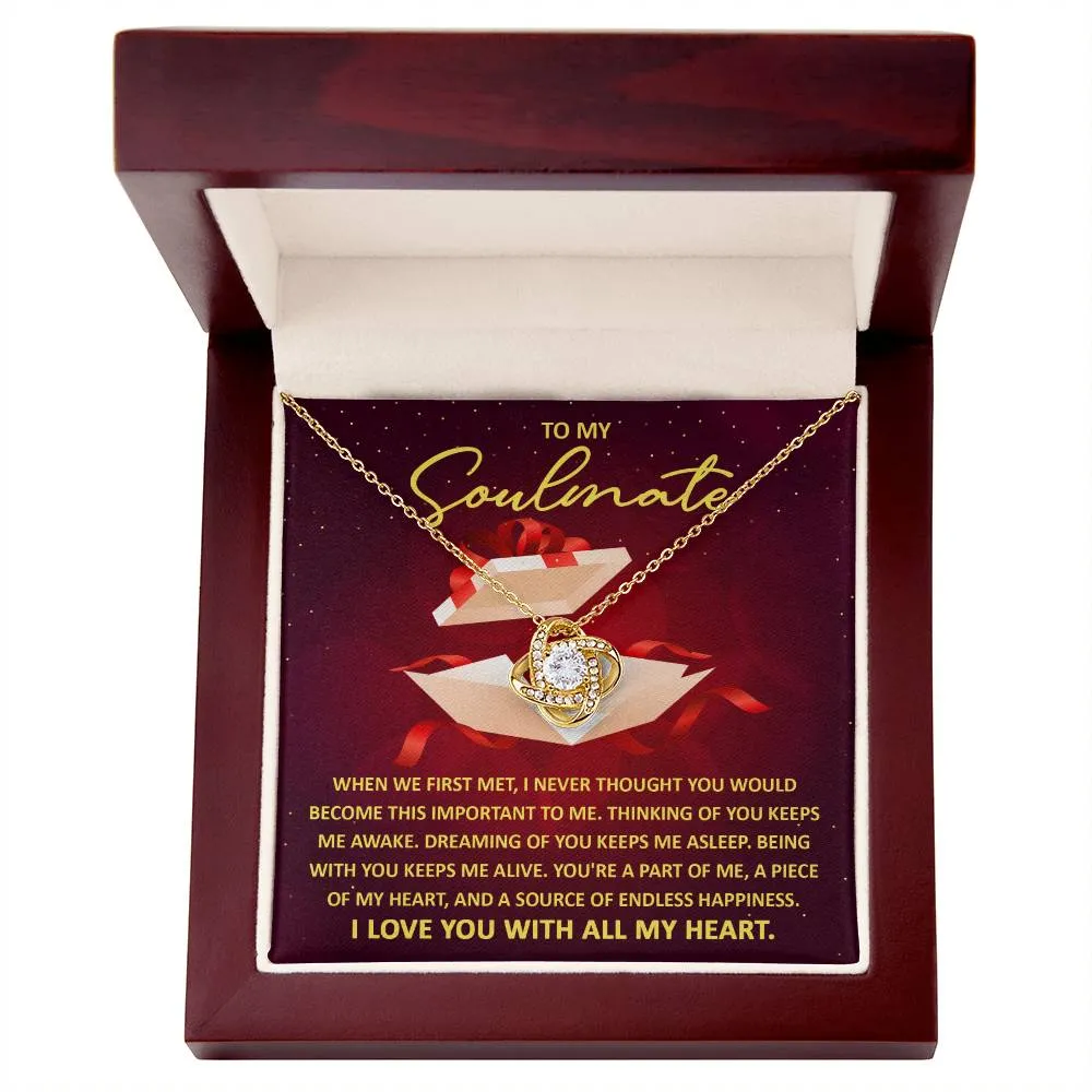 To My Soulmate Love You With All My Heart - Love Knot Necklace