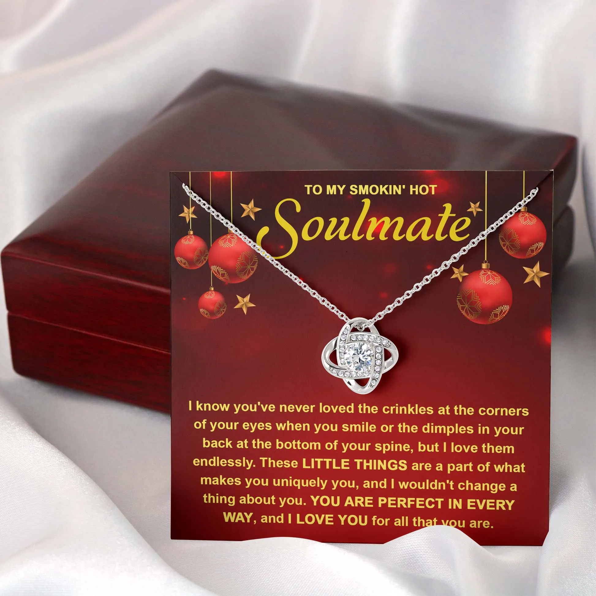 To My Soulmate You Are Perfect In Every Way Love Knot Necklace, Christmas Gift For Her