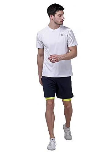 TRUEREVO 7 Inch Men's 2-in-1 Sports Shorts with Phone Pocket (Dark Navy, Medum)