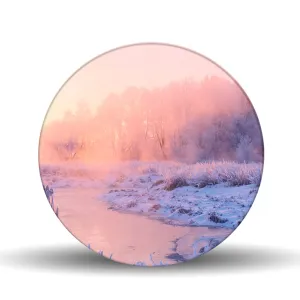 Winter Scene Glass Lazy Susan Table Spinner 17.75"