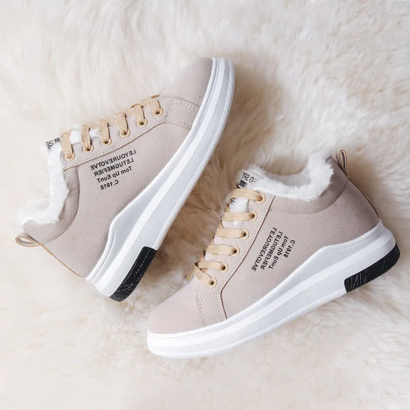 Winter trainers - lace-ups for women with shearling