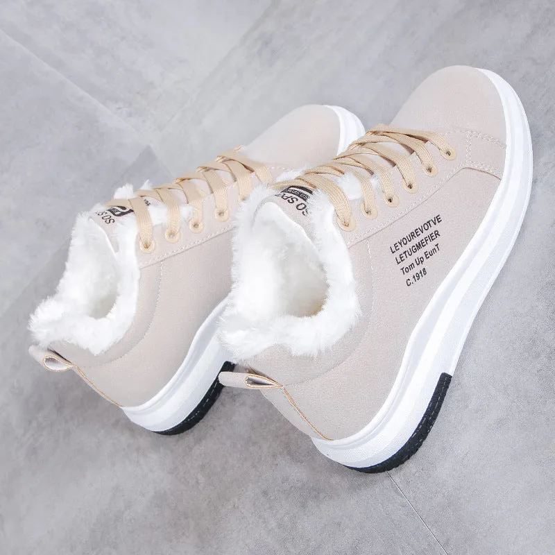 Winter trainers - lace-ups for women with shearling