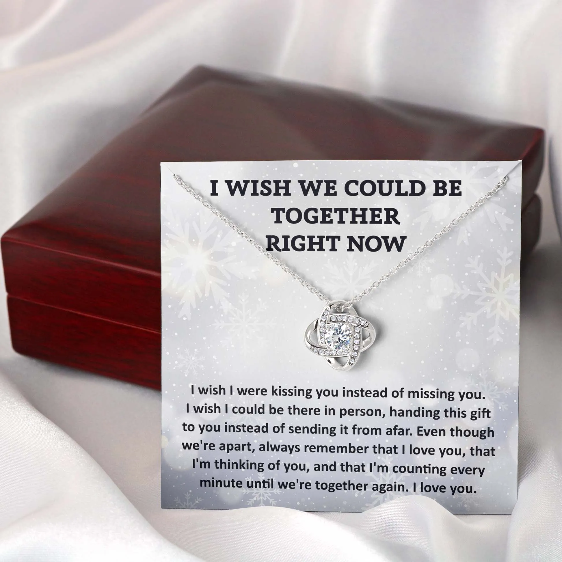 Wish We Could Be Together Love Knot Necklace, Long Distance Christmas Gift For Her
