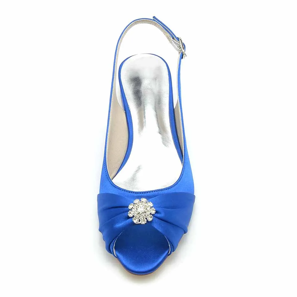 Women’s Open Toe Slingback Low Heels Dress Bridal Shoes Formal Flats